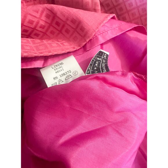 Italian Hot Pink Jacquard Skirt Suit Power Blazer & Pencil Skirt Barbiecore - Picture 10 of 13